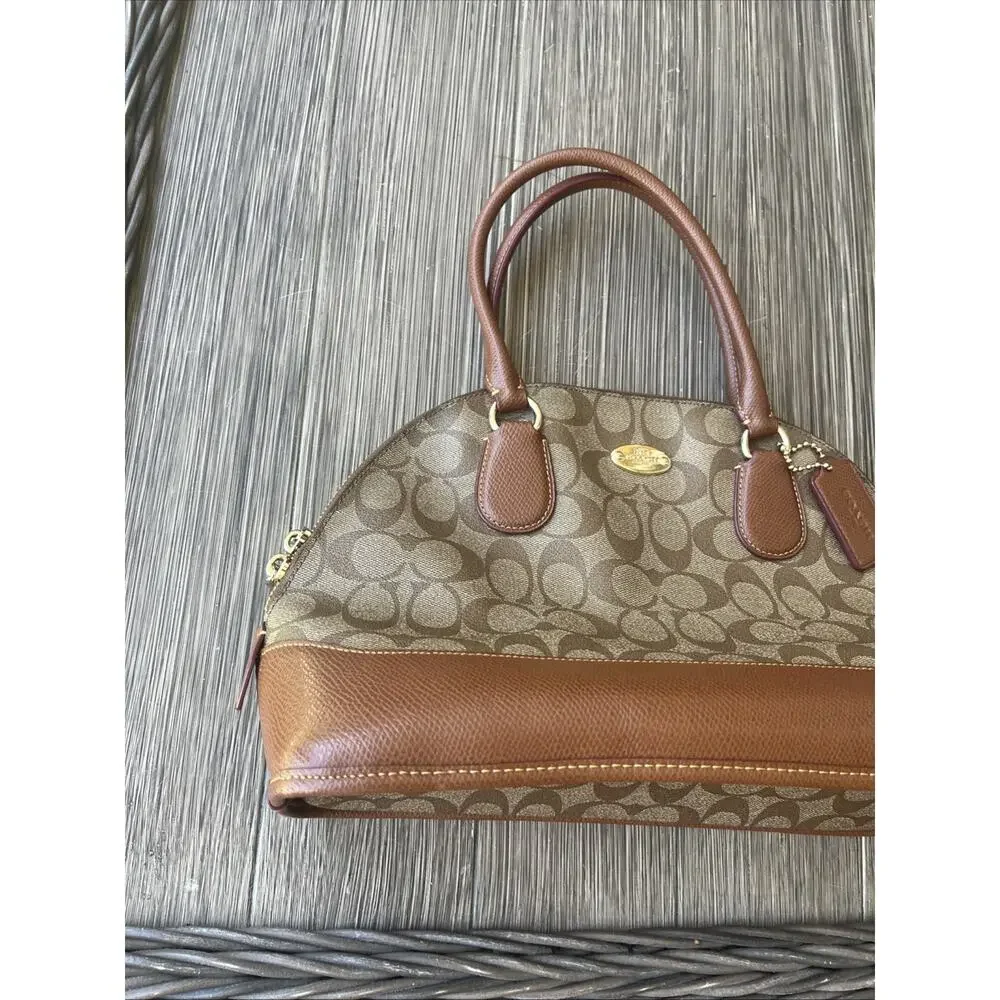 Coach Signature Sierra Satchel Leather Dome Bag Beige Brown F27584 - Picture 2 of 12